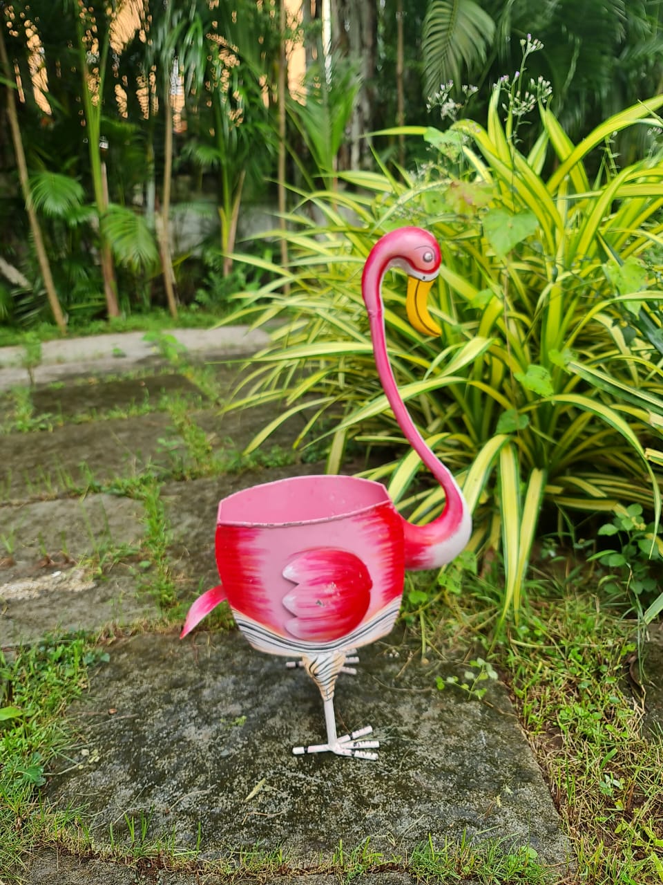 Iron Flamingo Planter
