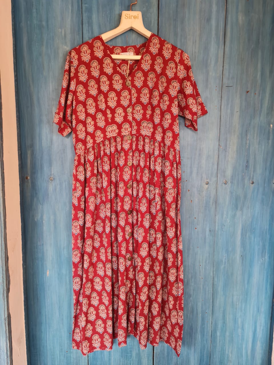 Red Ajrakh Print Dress