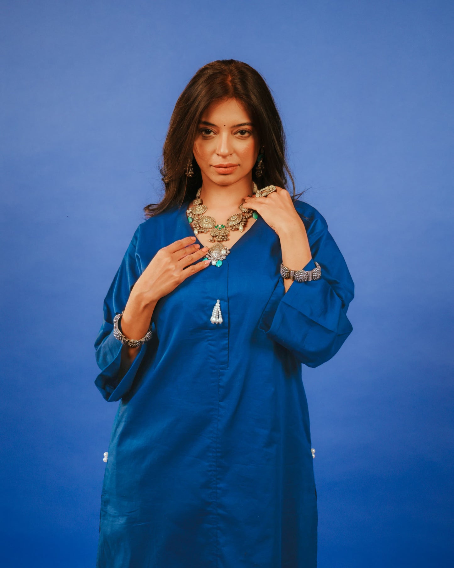 ROYAL BLUE LAWN LONG CO-ORD SET
