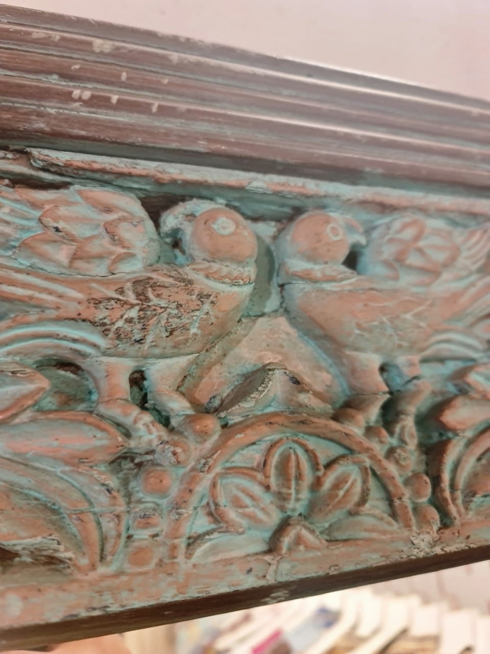 Mirror with Carved Parrot Panel