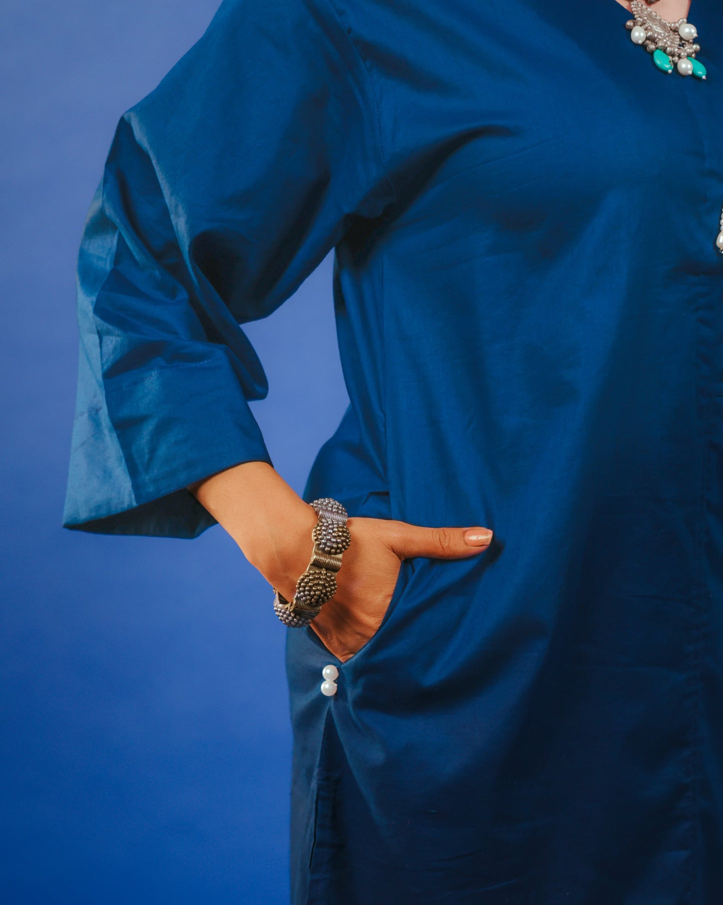 ROYAL BLUE LAWN LONG CO-ORD SET