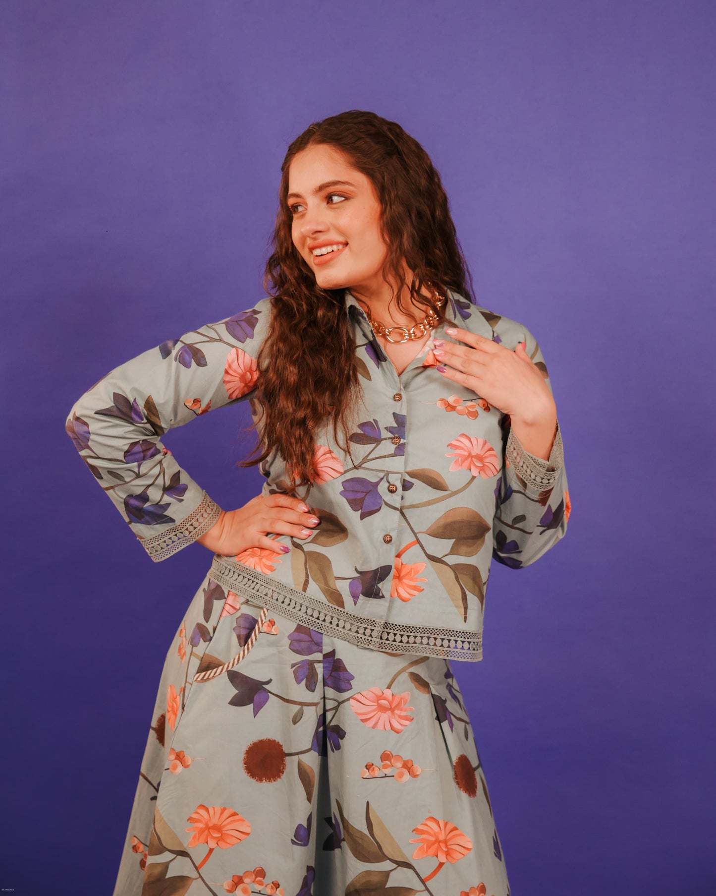 Printed Skirt & Shirt Cord Set