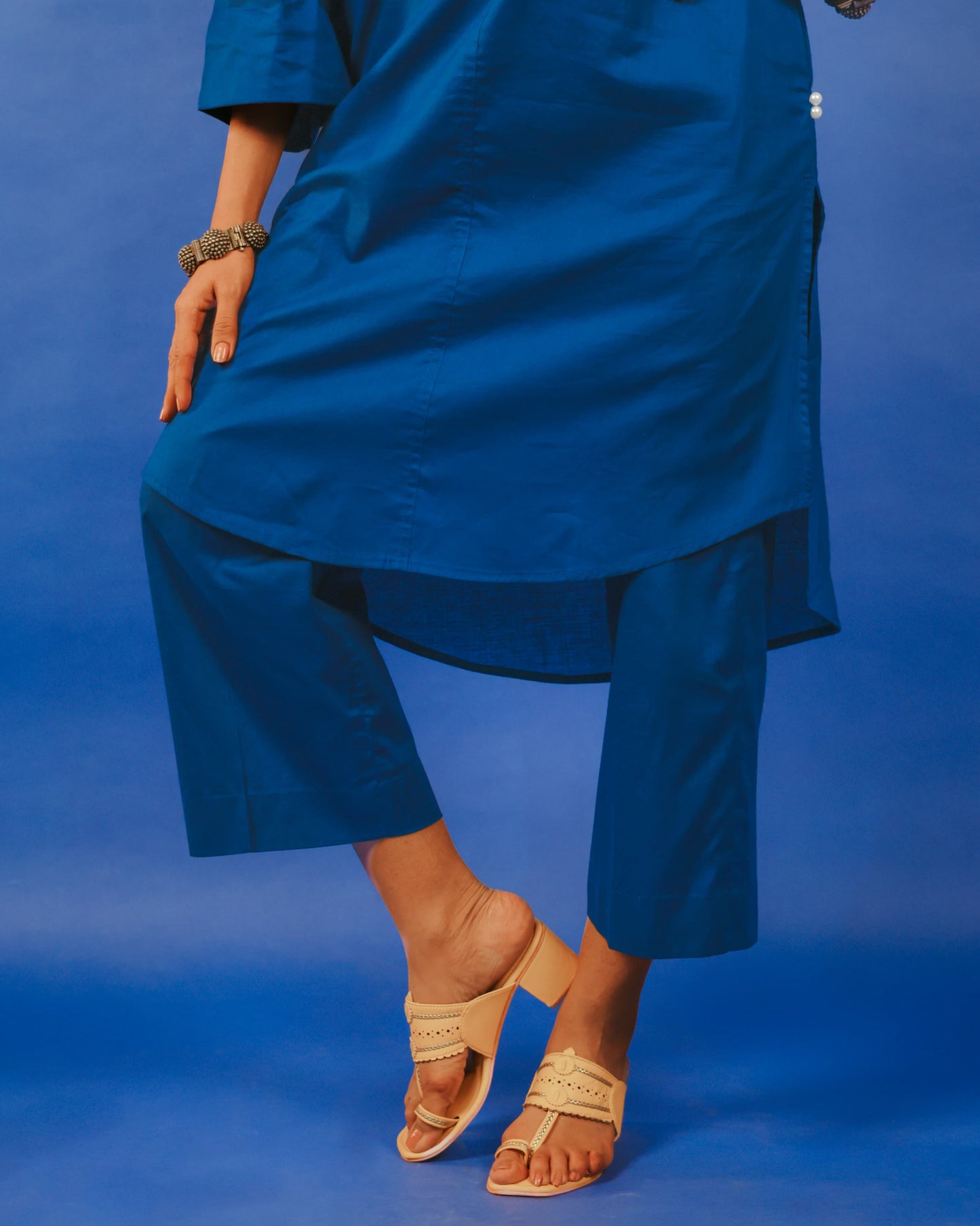 ROYAL BLUE LAWN LONG CO-ORD SET