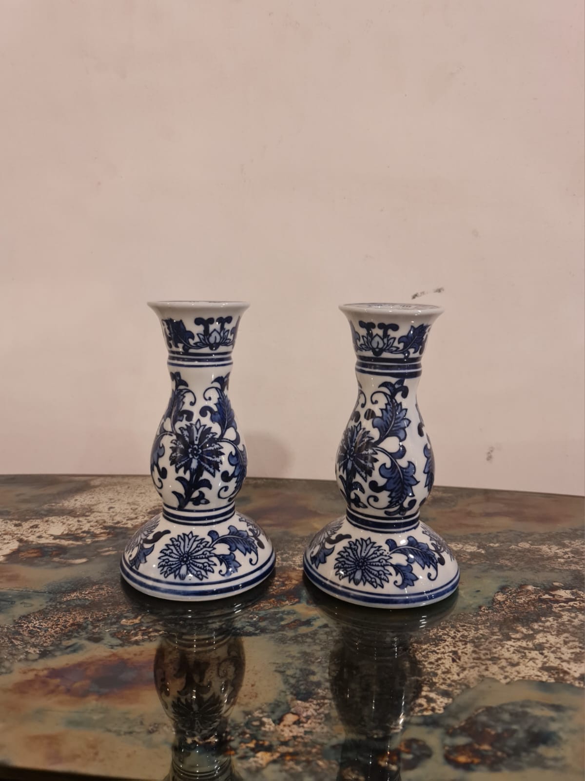 Blue Pottery Medium Candle Stand Each