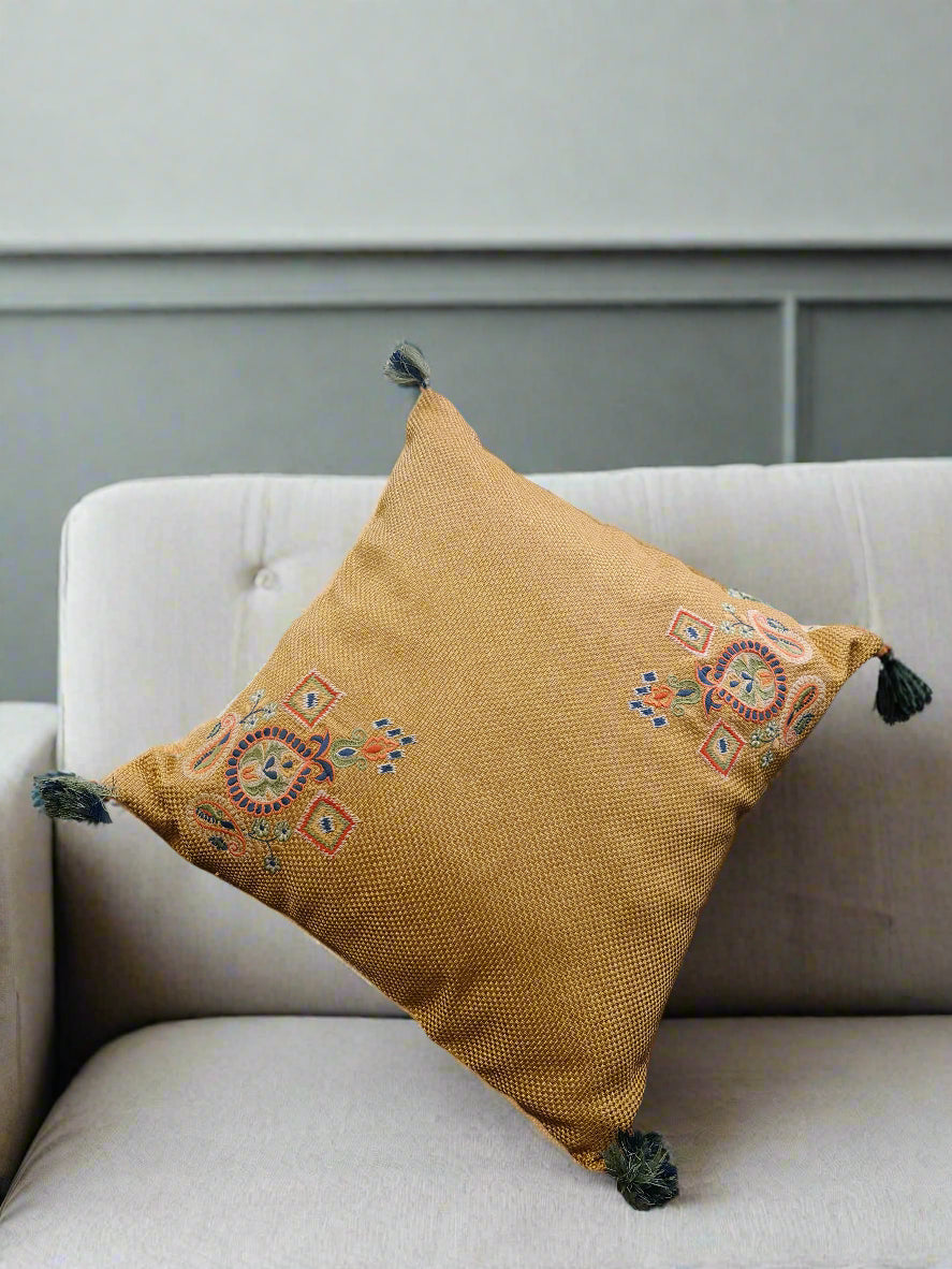 Cushion Cover With Double Flower Embro
