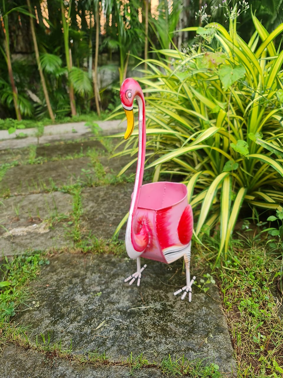 Iron Flamingo Planter