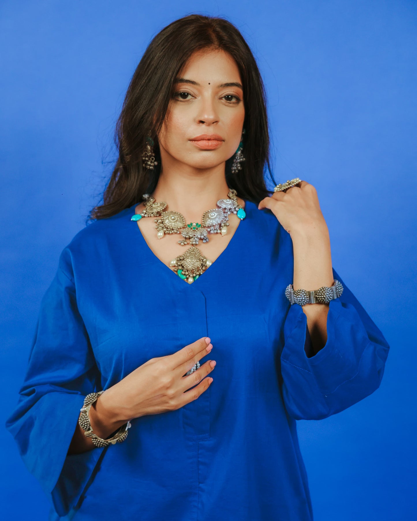 ROYAL BLUE LAWN LONG CO-ORD SET