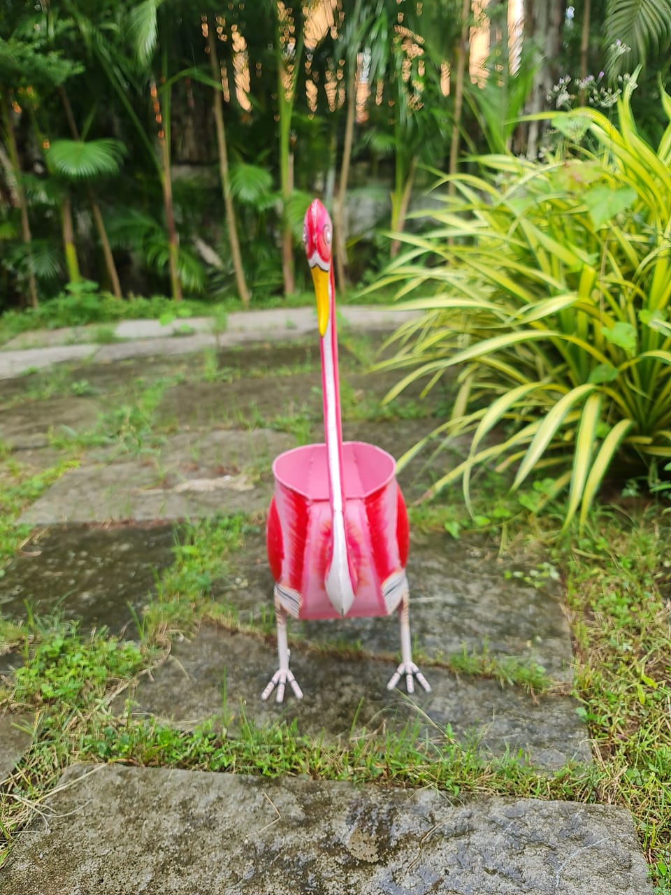 Iron Flamingo Planter