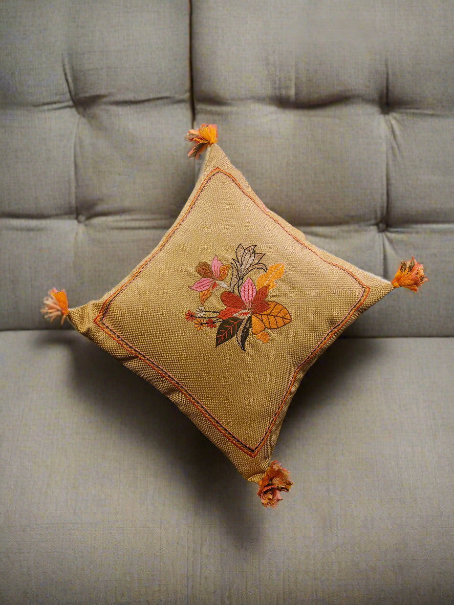 Cushion Cover With Flower Embro