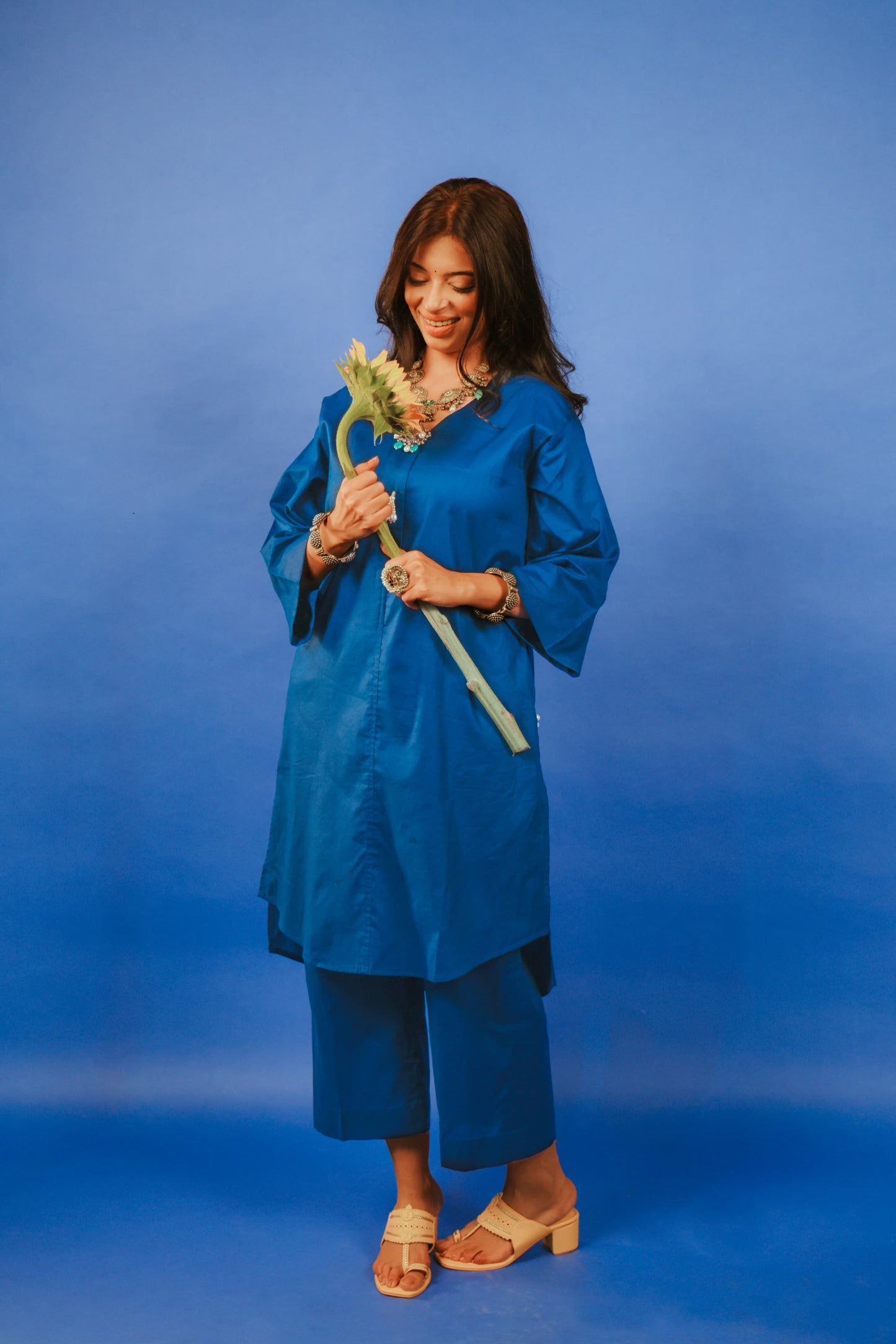 ROYAL BLUE LAWN LONG CO-ORD SET