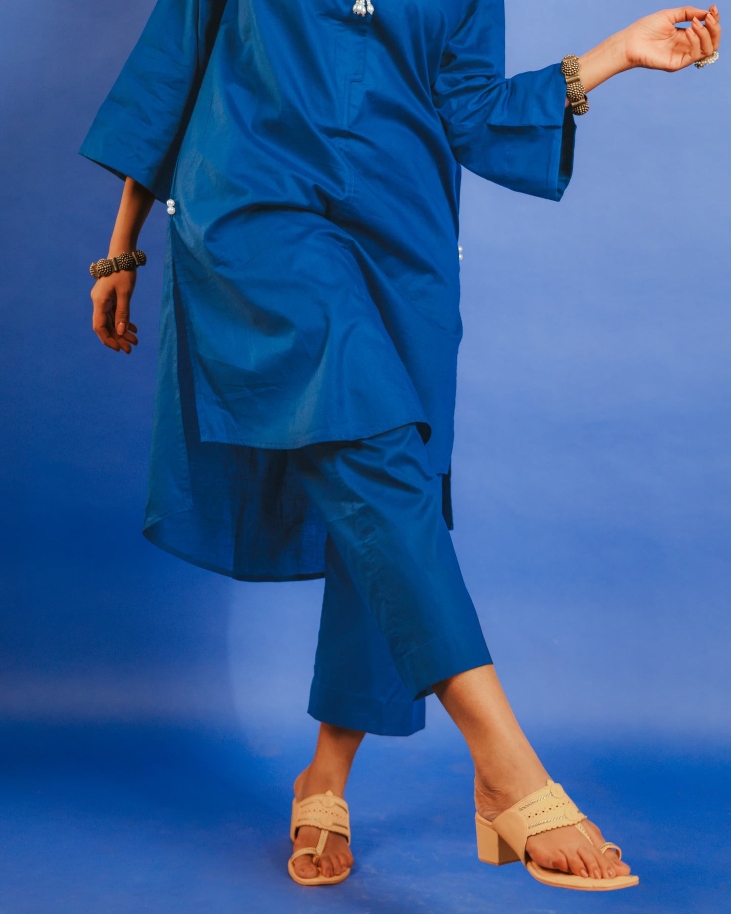 ROYAL BLUE LAWN LONG CO-ORD SET