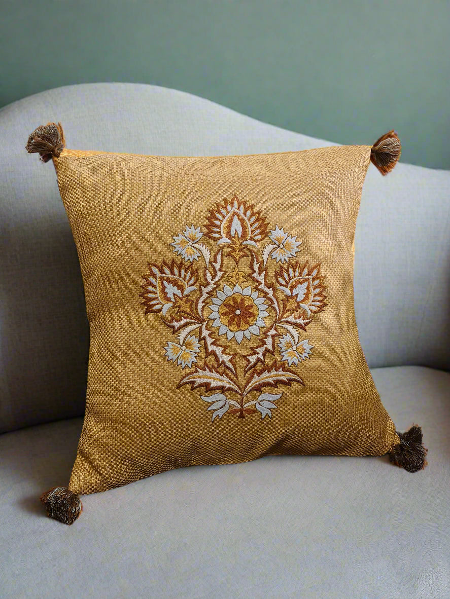 Cushion Cover With Flower Embro