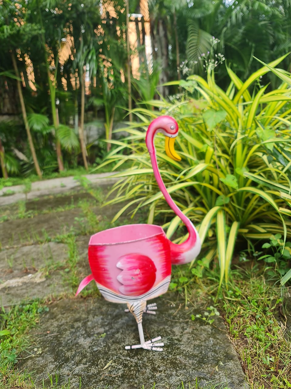 Iron Flamingo Planter