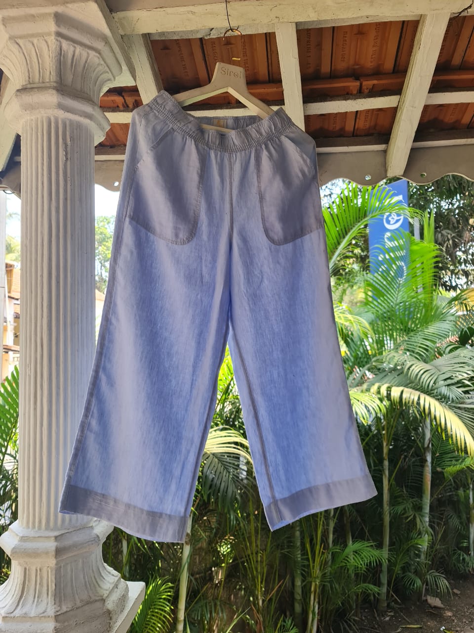 Linen Sky Blue Plazzo