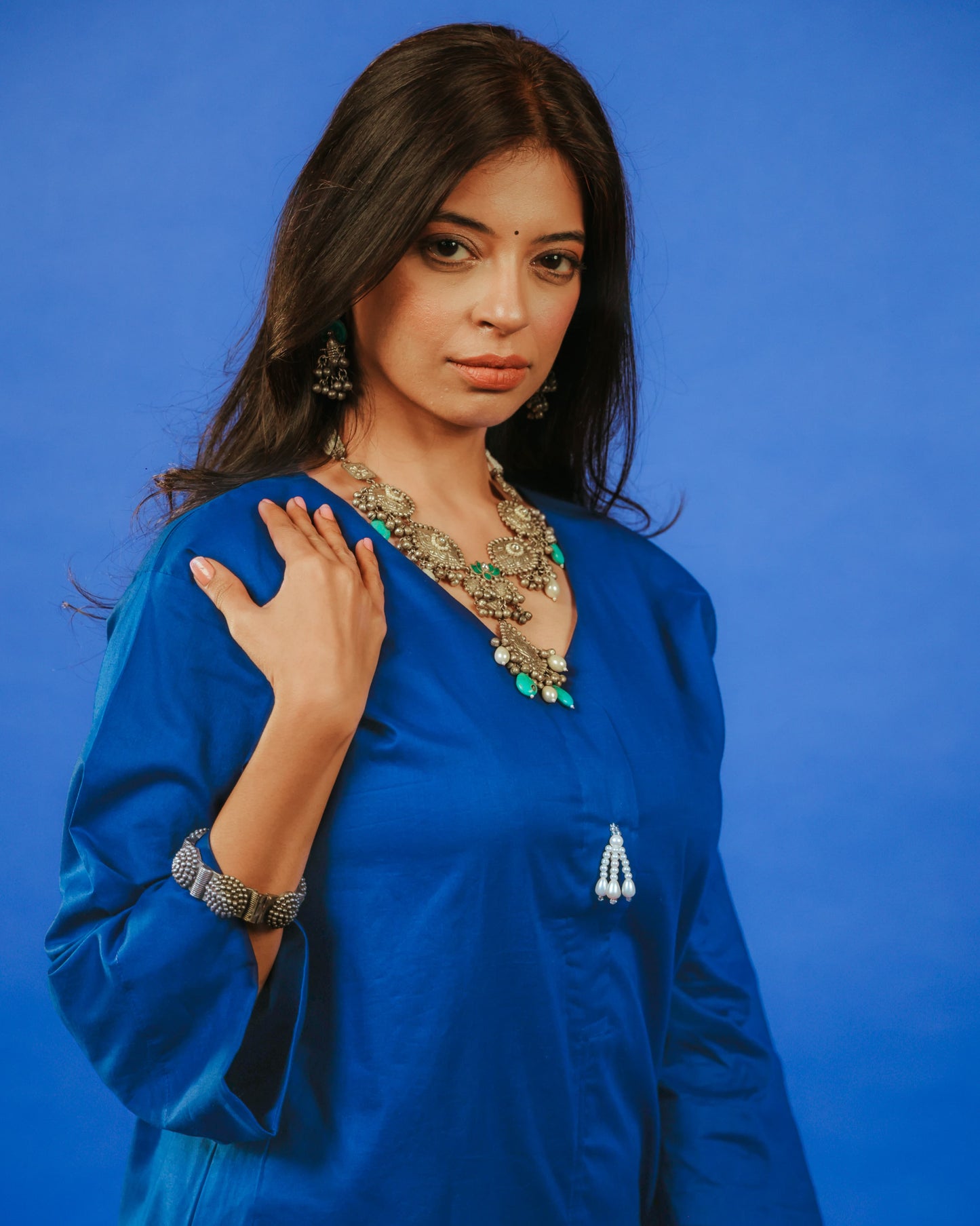 ROYAL BLUE LAWN LONG CO-ORD SET