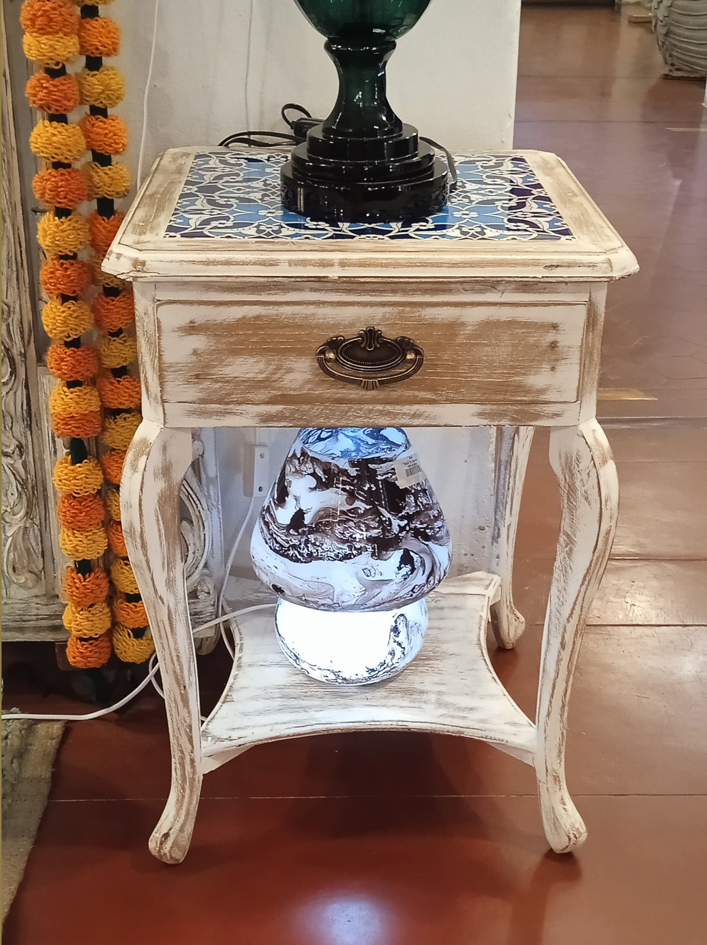 Distressed Table with Tile