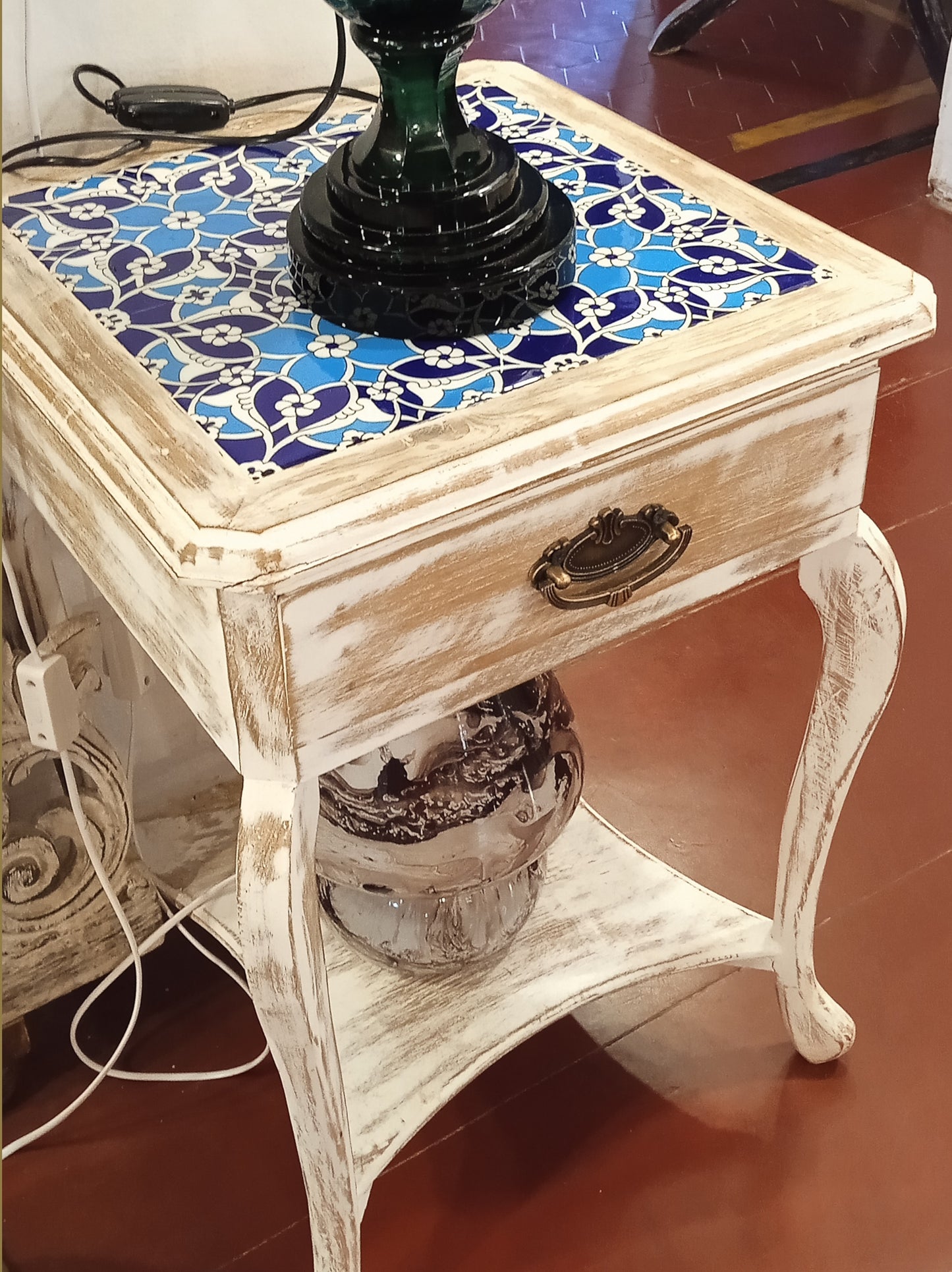 Distressed Table with Tile
