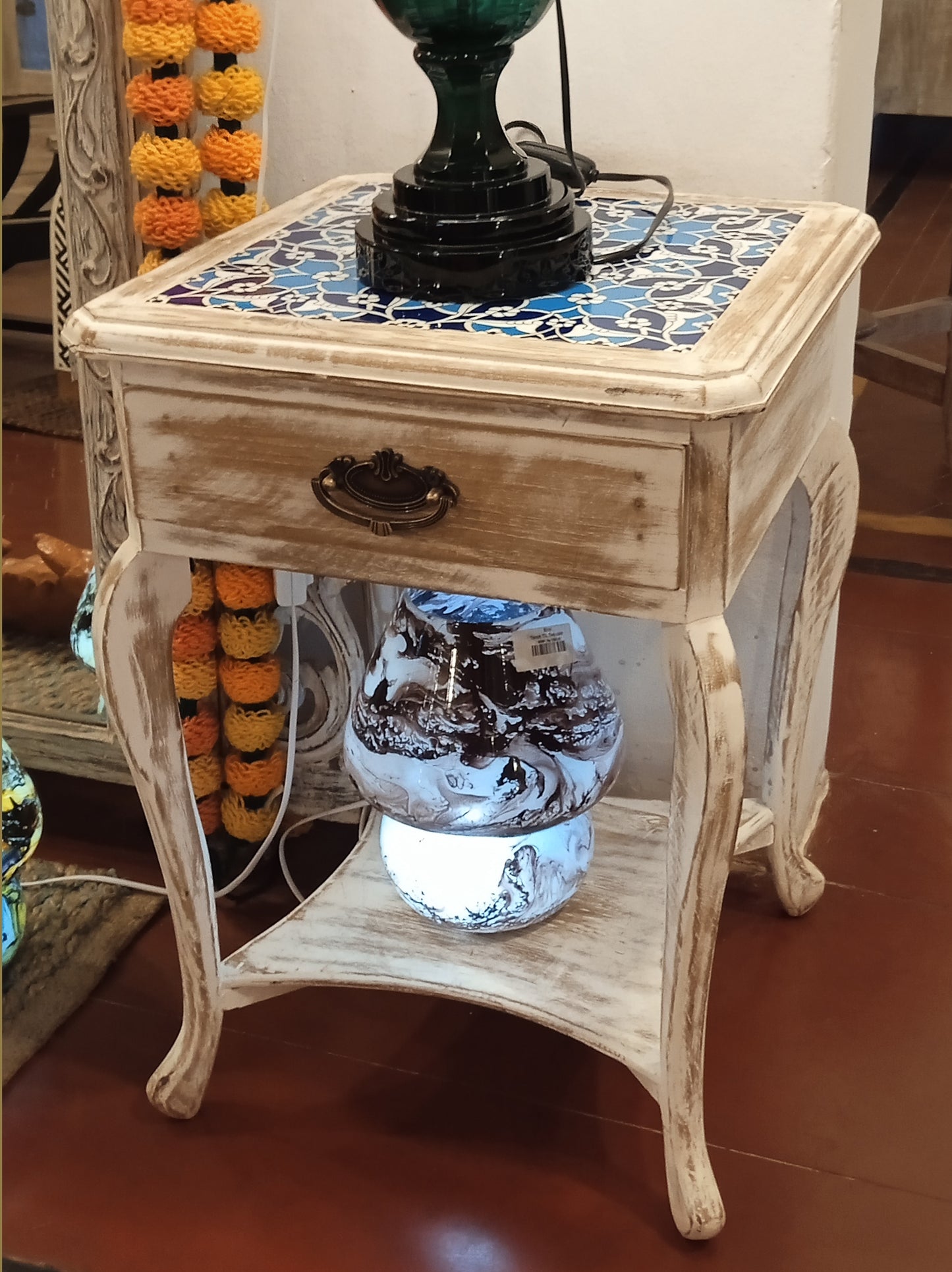 Distressed Table with Tile