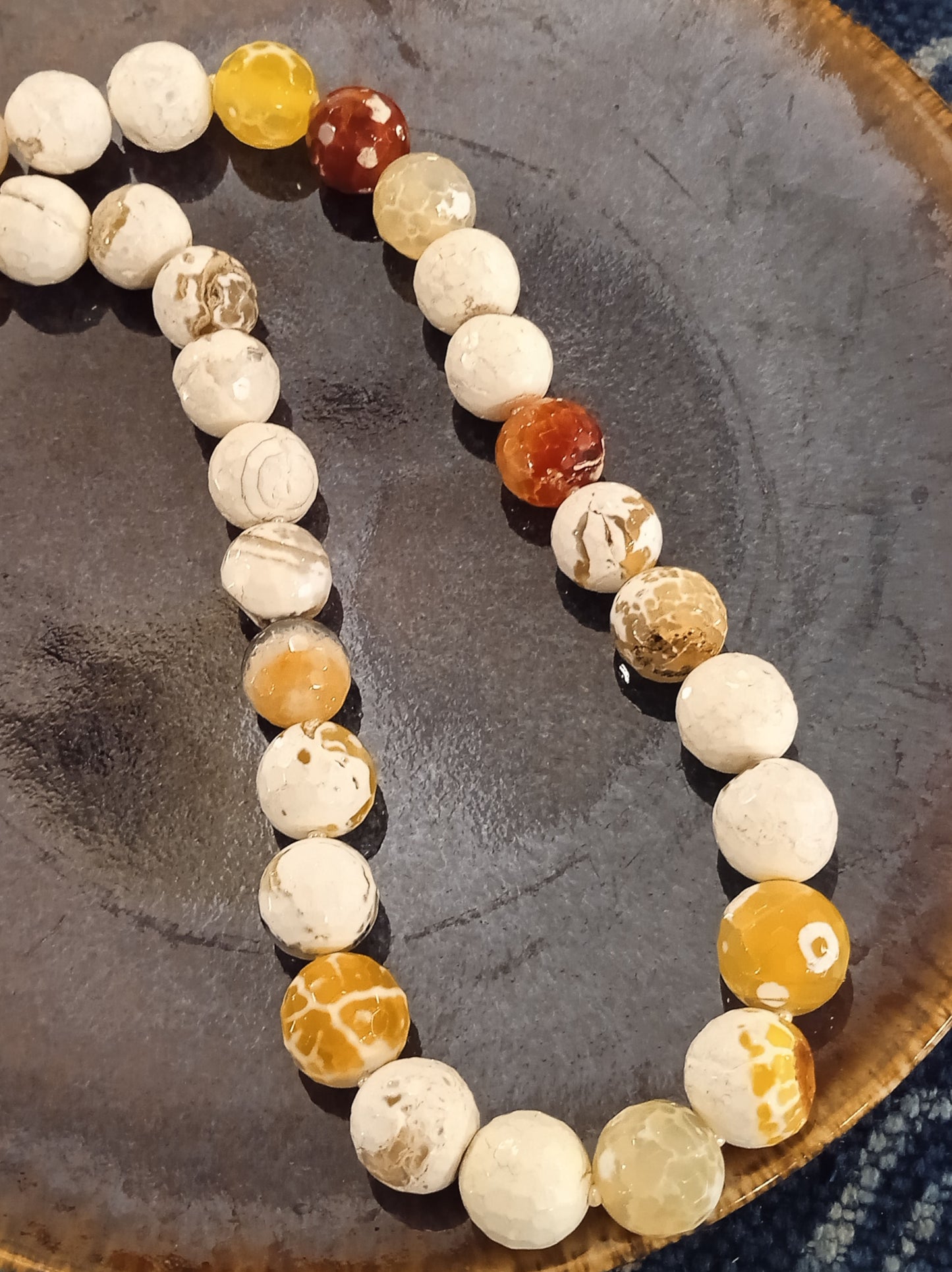 Onyx & Citrine Stone White Necklace