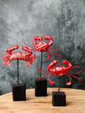 Handcrafted Fabric Crab Stand (Set Of Three)