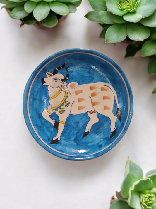 Hand-painted cow plate