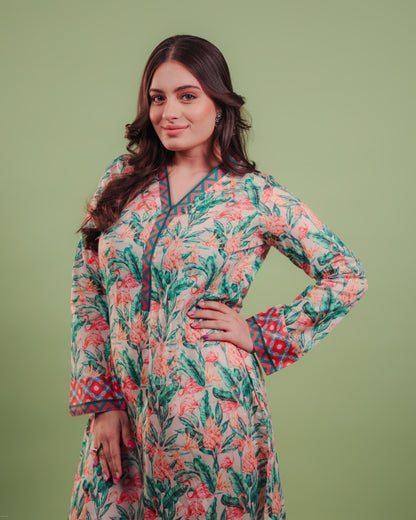 PEACH PRINTED KURTA