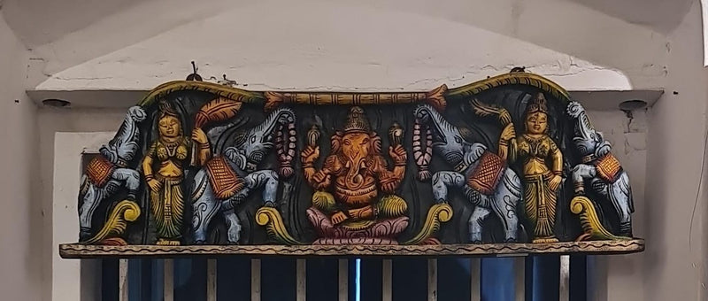 Handcrafted Wooden Ganesh Wall Panel