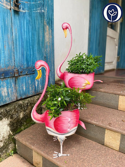 Iron Flamingo Planter