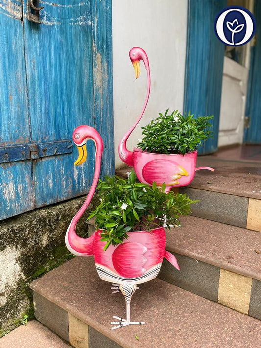 Iron Flamingo Planter