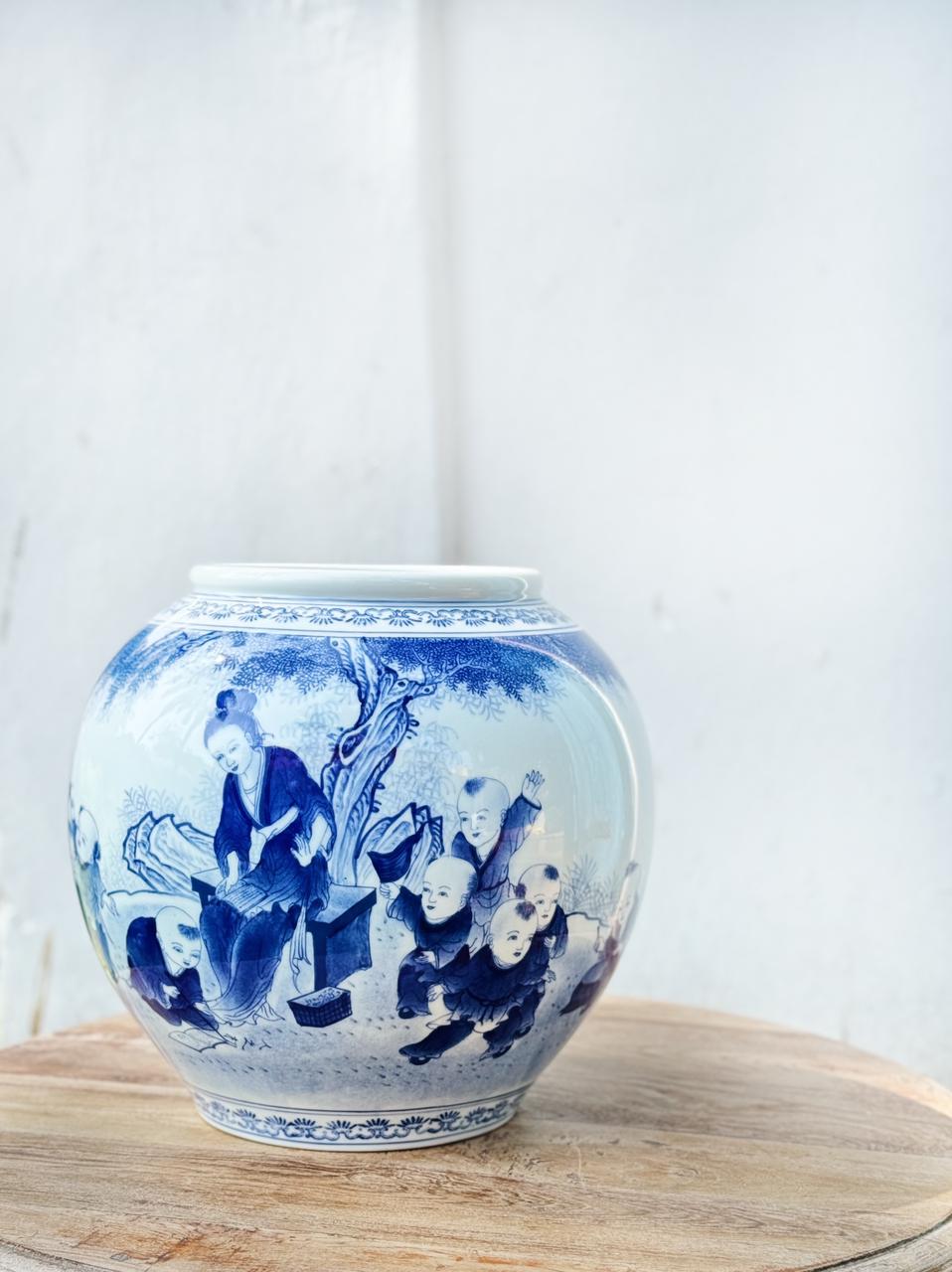 blue pottery pot