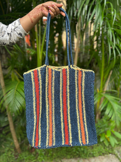 Blue Raffiya Bag