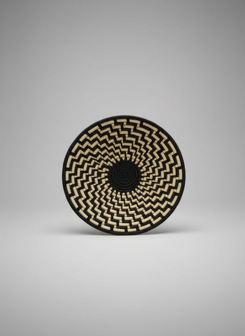 Midnight Spiral Handwoven Wall Basket