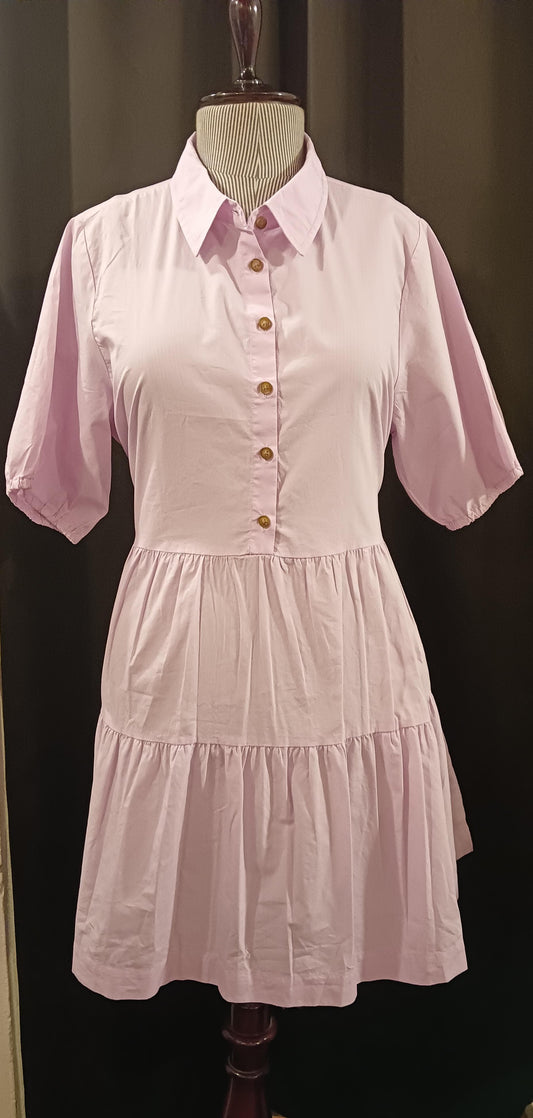 Tiered Cotton Dress-Lilac