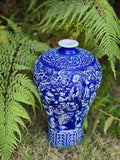 Blue Pottery Carved Vase