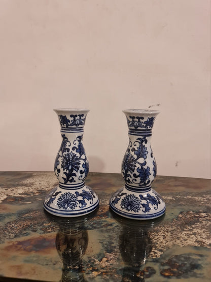 Blue Pottery Medium Candle Stand Each
