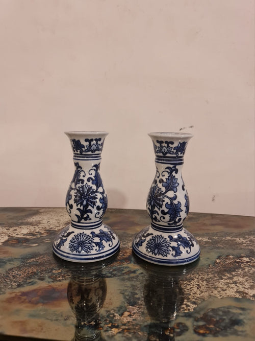 Blue Pottery Medium Candle Stand Each