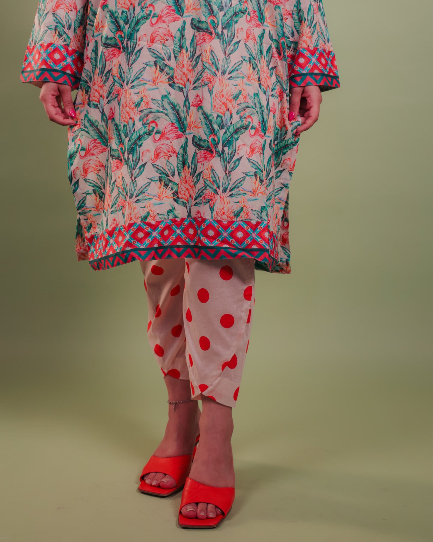 PEACH PRINTED KURTA