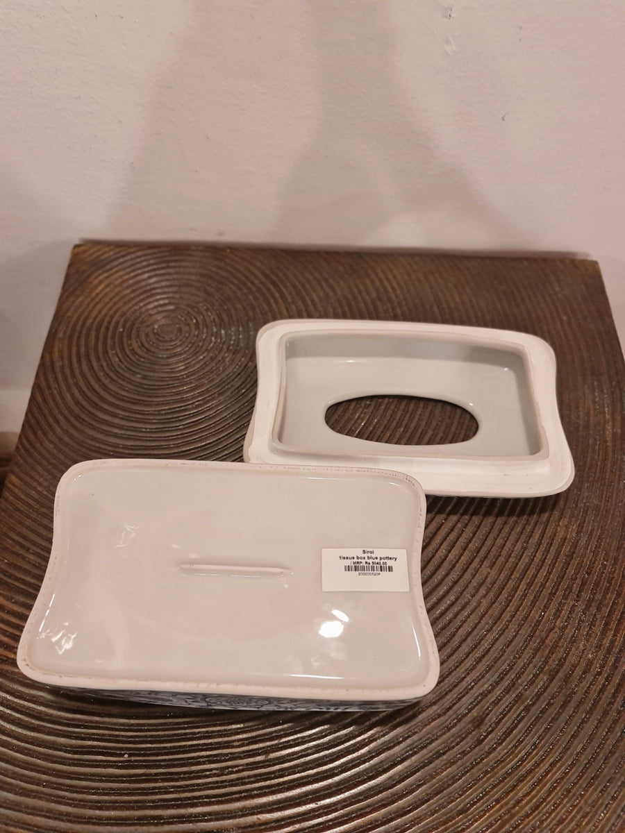 BLUE POTTERY TISSUE BOX