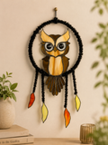 Owl Dreamcatcher Stained Glass Wall Hanging