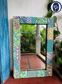 Mirror With Carving Design Hand Painted