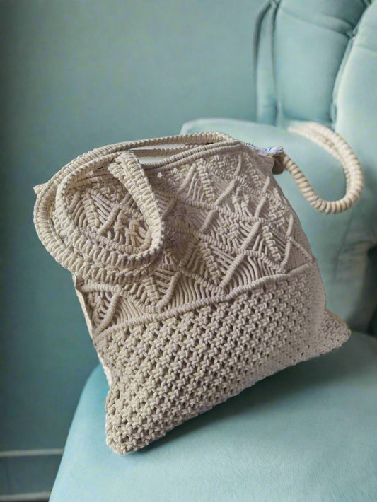 White Macrame Bag