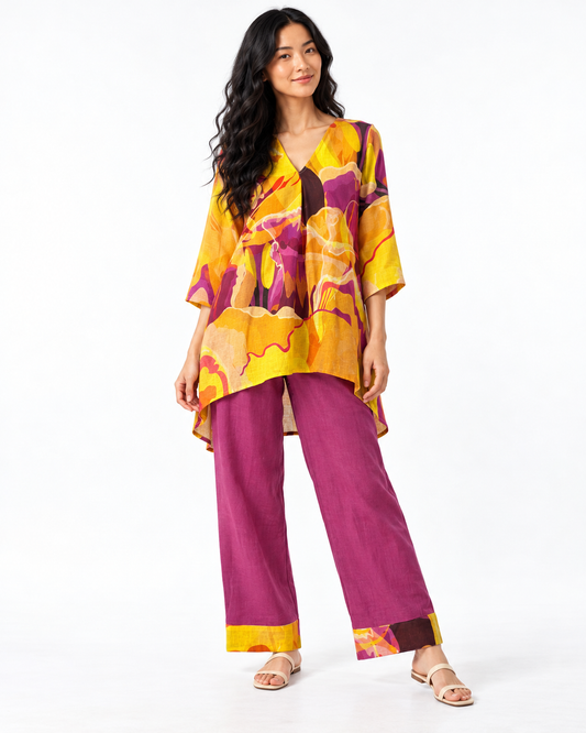 Abstract Print Tunic and Plum Pants | Brigid set