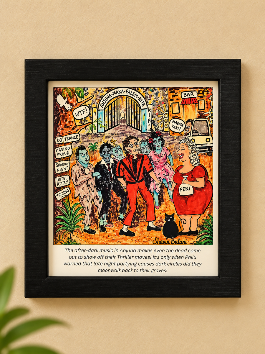Goan Chic Philu Framed Comic Artwork | Souvenier From Goa