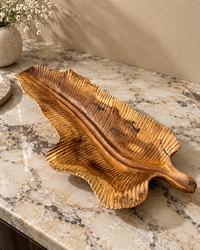 Carved Teak Wood Leaf Platter