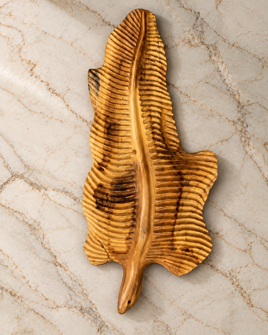 Carved Teak Wood Leaf Platter