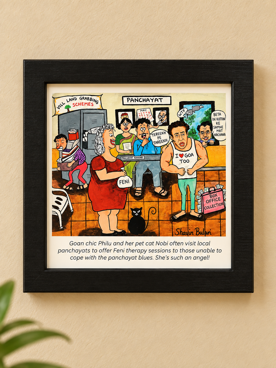 Goan Chic Philu Framed Comic Artwork | Souvenier From Goa