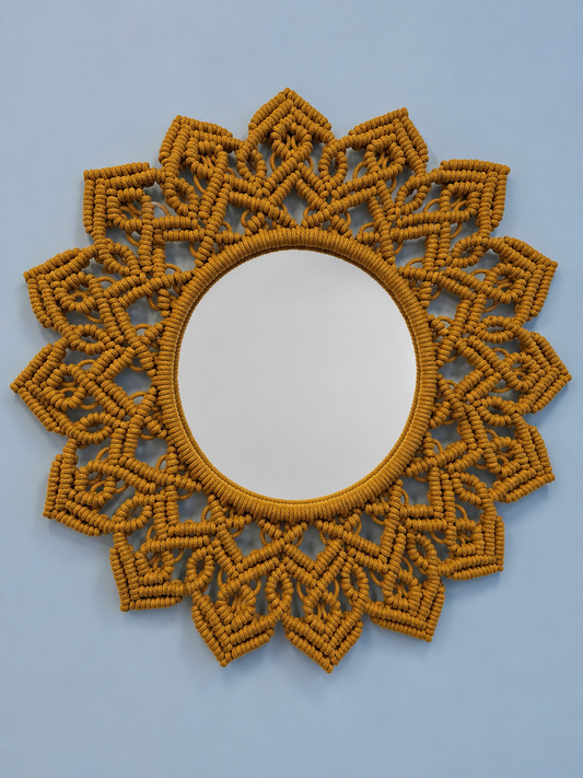 Sunflower Macrame Mirror