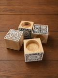 Floral Mandala Carved Wooden tealight Holder