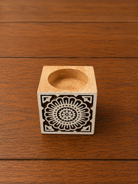 Floral Mandala Carved Wooden tealight Holder