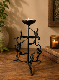 Rustic Tribal Design Black Metal Tealight holder